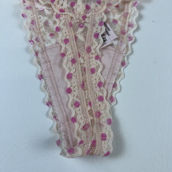 Victoria’s Secret 3 Lace Thongs Floral Mint Green Pink & Cream Polka Dot S.S NWT - Picture 8 of 8